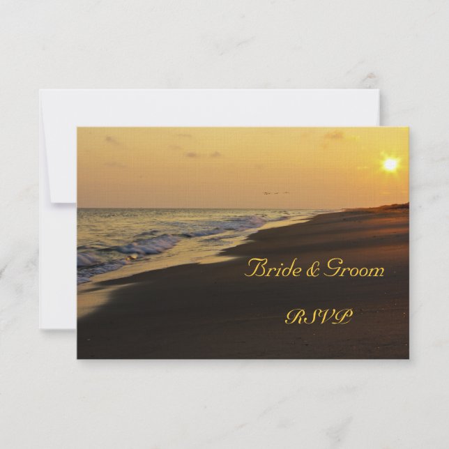 Tarjeta RSVP de Boda de Amanecer en la Playa (Anverso)
