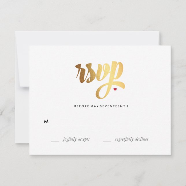 Tarjeta RSVP de Boda de Amor de Oro (Anverso)