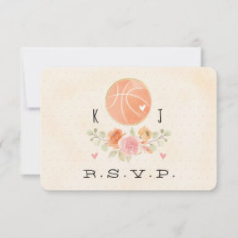Tarjeta RSVP de boda de amor y baloncesto