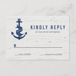 Tarjeta RSVP de boda de Anchor Rústico / Armada