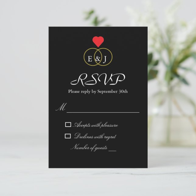 Tarjeta RSVP de Boda de Anillo Entwinado (Anverso de pie)