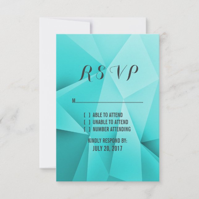 Tarjeta RSVP de Boda de Aqua Jewel Tones (Anverso)