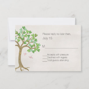 Tarjeta RSVP de boda de árbol amoroso