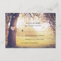 Tarjeta RSVP de boda de árbol del corazón