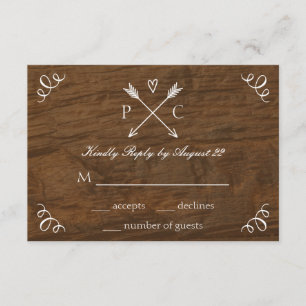Tarjeta RSVP de boda de árbol rústico