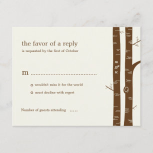 Tarjeta RSVP de Boda de Árboles Birch - Almond