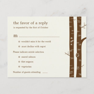 Tarjeta RSVP de Boda de Árboles Birch con entrada