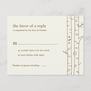 Tarjeta RSVP de Boda de Árboles Birch - Esbozo
