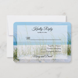 Tarjeta RSVP De Boda De Arena Blanca Con Orejas De
