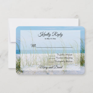 Tarjeta RSVP De Boda De Arena Blanca Con Orejas De