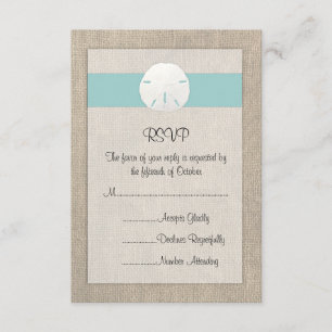 Tarjeta RSVP de Boda de arena en la playa