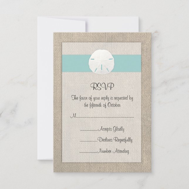 Tarjeta RSVP de Boda de arena en la playa (Anverso)