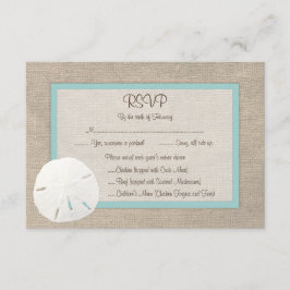 Tarjeta RSVP de Boda de arena en la playa - Turque