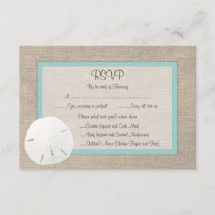Tarjeta RSVP de Boda de arena en la playa - Turque
