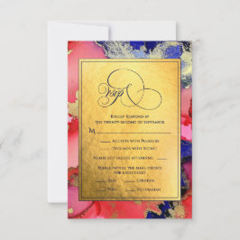 Tarjeta RSVP de Boda de arte de tinta abstracta de
