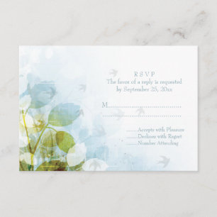 Tarjeta RSVP de boda de aves folclóricas verdes de