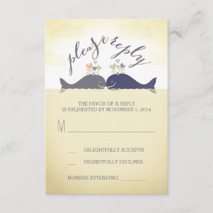 tarjeta RSVP de boda de ballenas linda playa