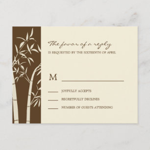 Tarjeta RSVP de Boda de Bambú Afortunada - Marrón