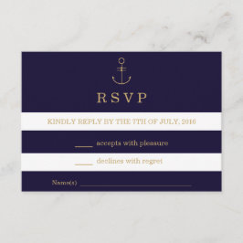Tarjeta RSVP de boda de banda náutica moderna