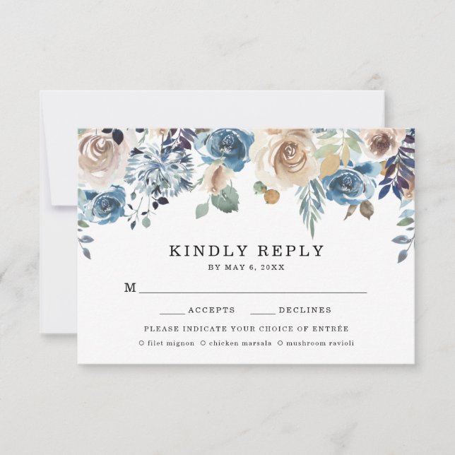 Tarjeta RSVP de Boda de Belleza Floreciente con op (Anverso)