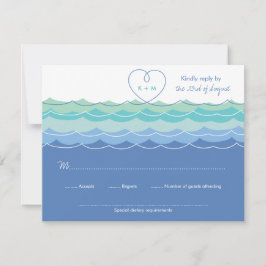 Tarjeta RSVP de Boda de Blue Waves Loopy Heart Bea