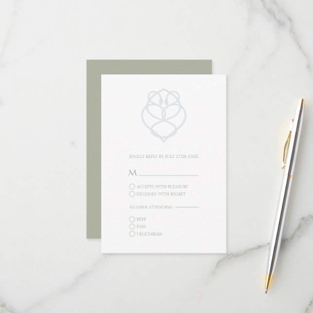 Tarjeta RSVP de Boda de Boda de Cisne Celta Azul I (Anverso/Reverso In Situ)