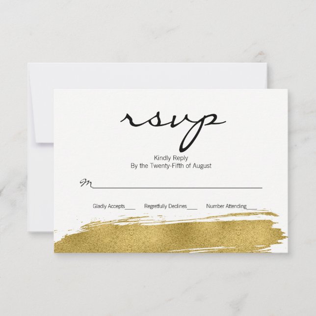 Tarjeta RSVP de Boda de Boda de Faux Gold (Anverso)