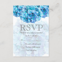 Tarjeta RSVP de boda de boda de hidrangea azul