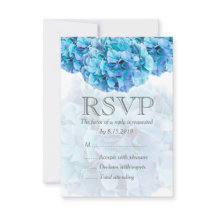 Tarjeta RSVP de boda de boda de hidrangea azul
