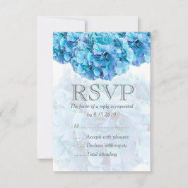 Tarjeta RSVP de boda de boda de hidrangea azul