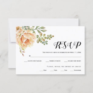 Tarjeta RSVP de boda de boda de tipografía de ramo