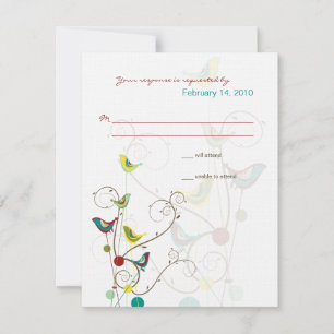 Tarjeta RSVP de Boda de Boda de Verano y Aves de V