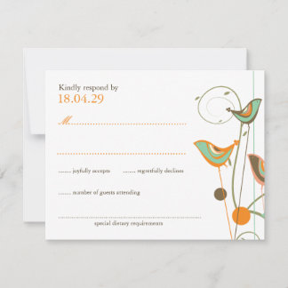 Tarjeta RSVP de Boda de Boda de Verano y Aves de V