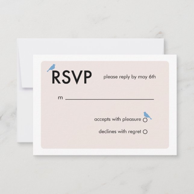 Tarjeta RSVP de boda de bodas de aves moderna - Az (Anverso)