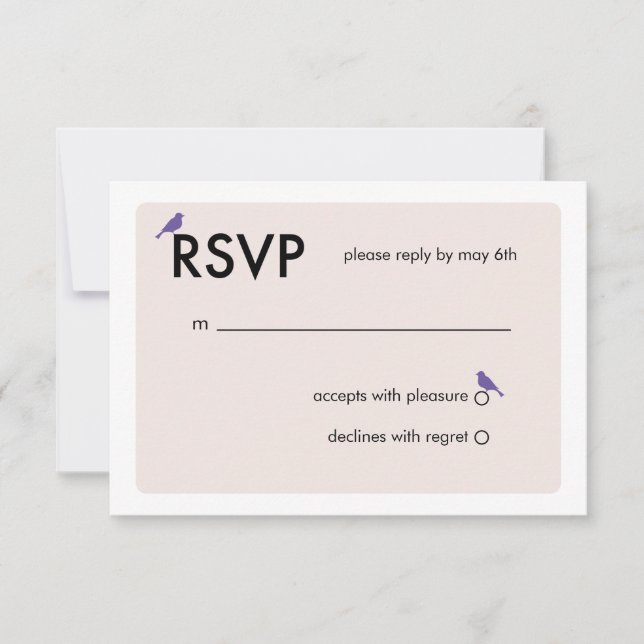 Tarjeta RSVP de boda de bodas de aves moderna - pú (Anverso)