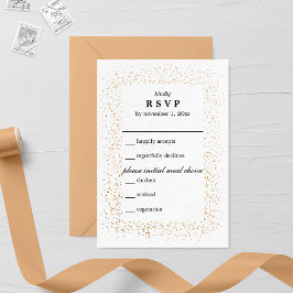 Tarjeta RSVP de Boda de Bronce Confetti Burst Weds