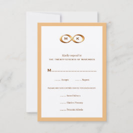 Tarjeta RSVP de Boda de Bronce Gold Infinity Hand 