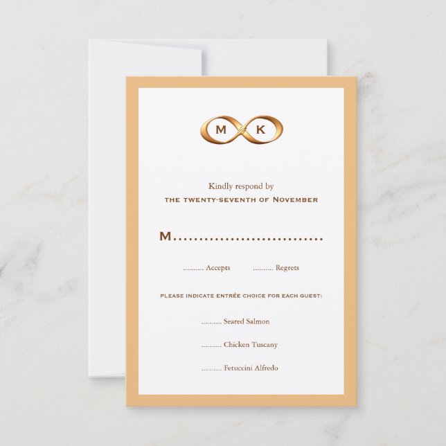 Tarjeta RSVP de Boda de Bronce Gold Infinity Hand  (Anverso)
