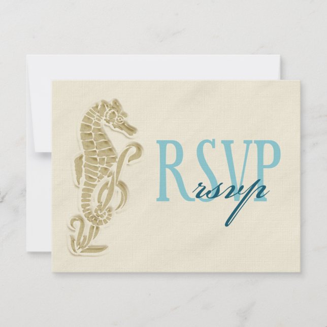 Tarjeta RSVP de boda de caballito de mar (Anverso)