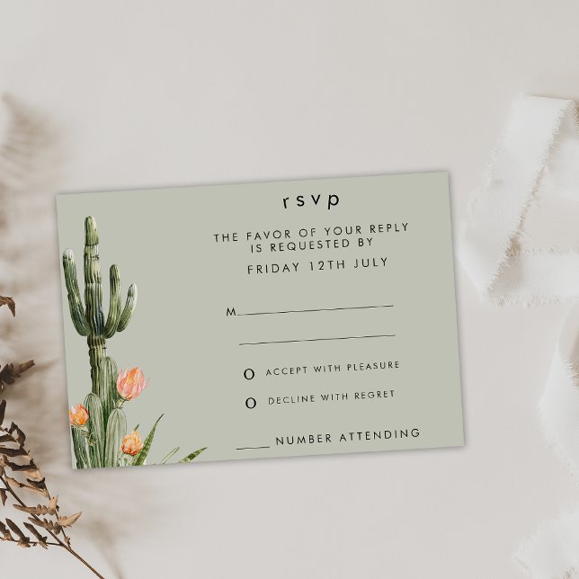 Tarjeta RSVP de Boda de Cactus Floral Naranja mode (Modern cactus Themed RSVP Wedding Card, Wedding Enclosure Card RSVP Cactus Themed, Succulent RSVP)