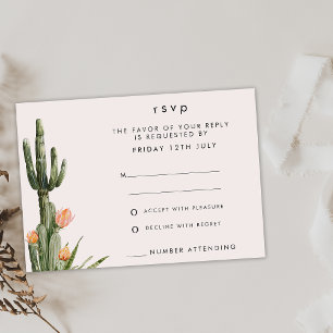 Tarjeta RSVP de Boda de Cactus Floral Naranja mode