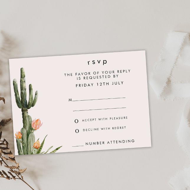 Tarjeta RSVP de Boda de Cactus Floral Naranja mode (Subido por el creador)
