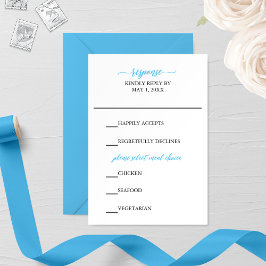Tarjeta RSVP de boda de caligrafía azul