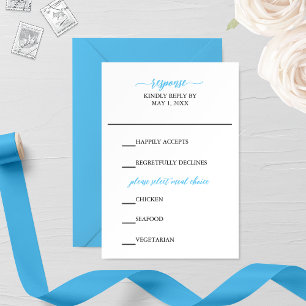 Tarjeta RSVP de boda de caligrafía azul