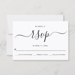 Tarjeta RSVP de boda de caligrafía de escritura cu