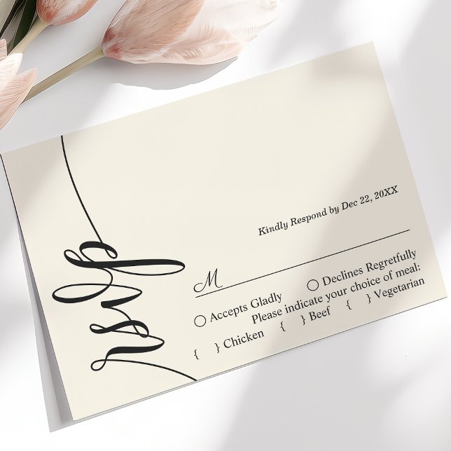 Tarjeta RSVP de boda de caligrafía elegante de mar (Subido por el creador)