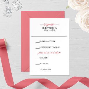 Tarjeta RSVP de boda de caligrafía rosa