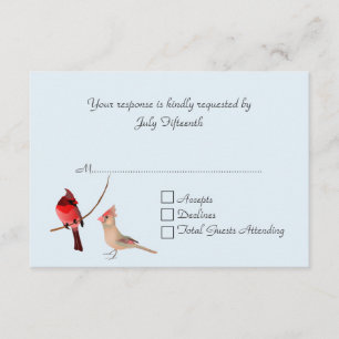 Tarjeta RSVP de boda de cardenales rojos