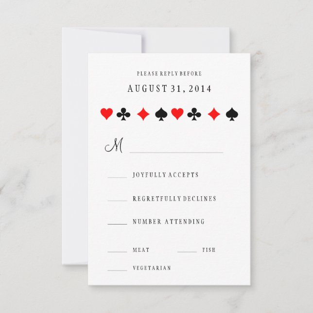 Tarjeta RSVP de Boda de Casino de Las Vegas (Anverso)