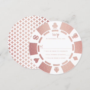 Tarjeta RSVP de Boda de Casino de Rosa de póquer d